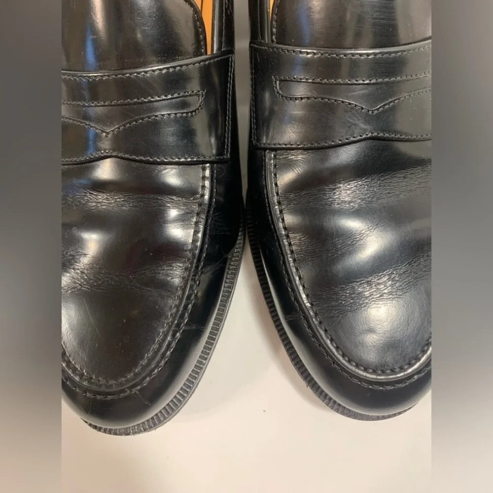 Salvatore Ferragamo Black Leather‎ Mens Penny Loafers 8.5 EE